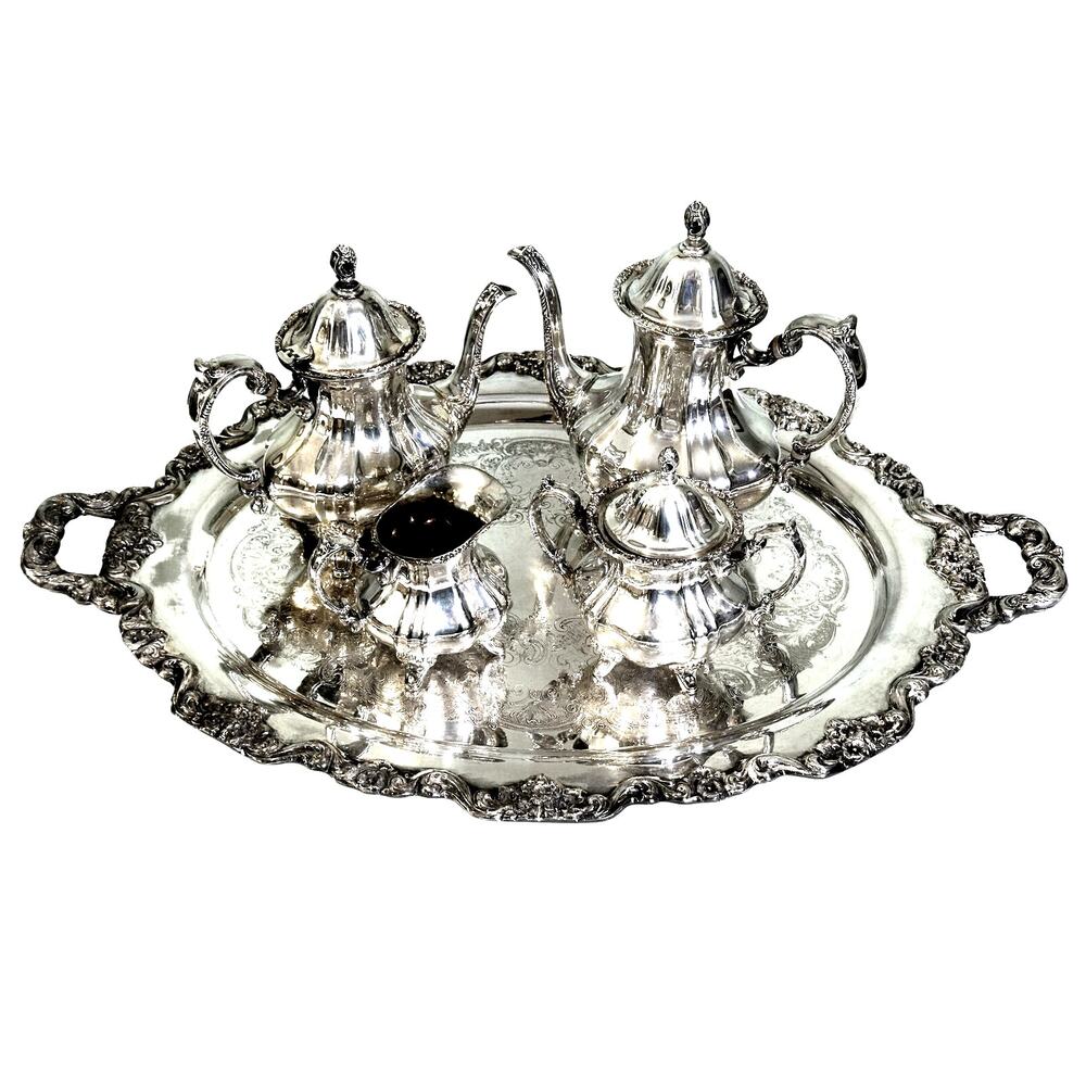 Vintage Towle Silver Plate 'Grand Duchess' Five-Piece Full Tea/Coffee Service